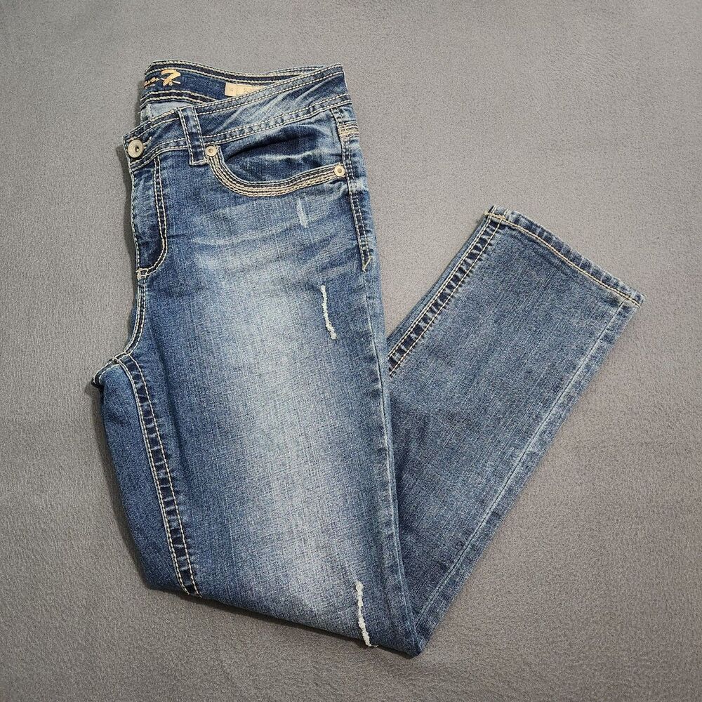 Seven7 Jeans Women 14 Mid Rise Slim Straight Leg Distressed